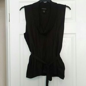 Cowl Neck Tan Belted Sweater